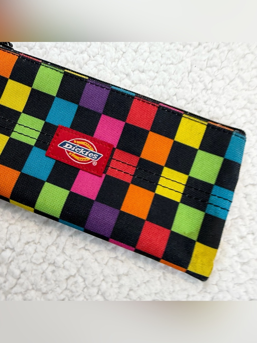 DICKIES • Rainbow Checkered Zip Pencil Pouch, OS - Picture 2 of 7
